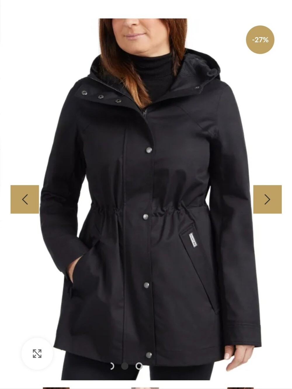 Hunter NWT Black Hooded Rain Coat for Women